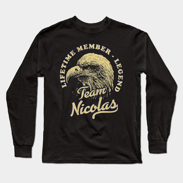 Nicolas Name - Lifetime Member Legend - Eagle Long Sleeve T-Shirt by Stacy Peters Art